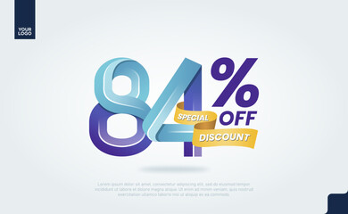 84 Percent Discount Icon Colorful 3D Label