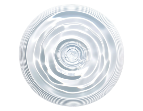 Concentric ripples radiating from a central point, light reflecting across smooth surface