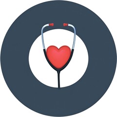 Cardiology. Stethoscope and red decorative heart on white background.
