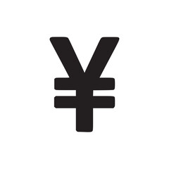 A simple black yen or yuan currency symbol isolated against a plain white background in a minimalist style