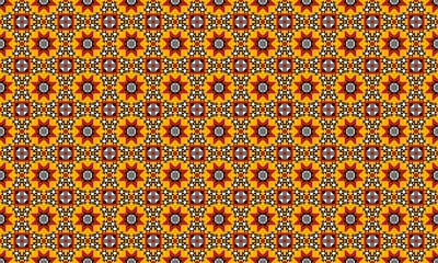 Geometric pattern design seamless vector background in orange red and yellow for textile and wallpaper use
