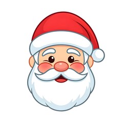 Vector image with a Santa head in the form of an emoji on a white background