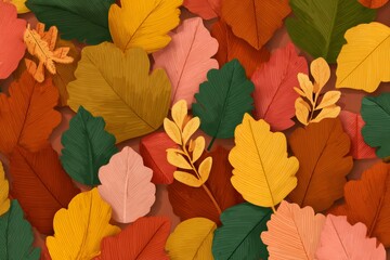 Autumn leaves creating a seamless pattern, representing nature, seasons, and natural elements. Perfect for background or wallpaper