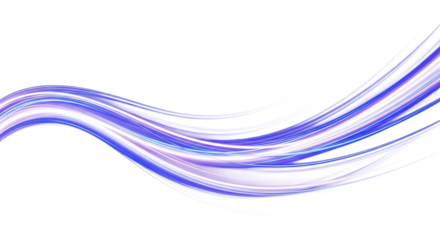 Abstract wavy light streaks in shades of purple and white on a black background design element