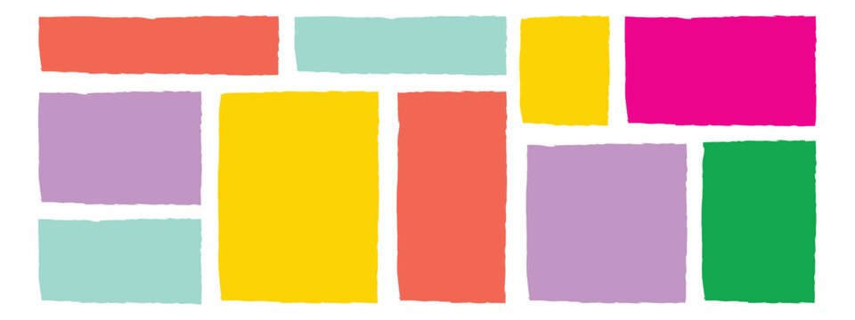 Crayon colorful grunge rectangles and squares with rough edges icon vector. Childish text boxes, empty speech bubbles, doodle geometric shape symbol. vector illustration.