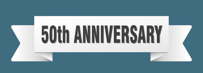 50th anniversary ribbon isolated on transparent background. 50th anniversary ribbon