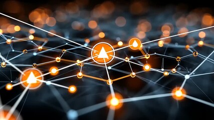 Abstract network of glowing nodes and connections, illustrating digital communication technology - Powered by Adobe