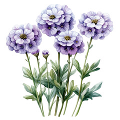 Candytuft Flower, watercolor illustration vector, isolated on a white background.