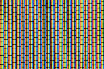 Analog TV Screen Close Up Texture. RGB dots seamless pattern, revealing digital display structure through vibrant red, green, blue color fragments