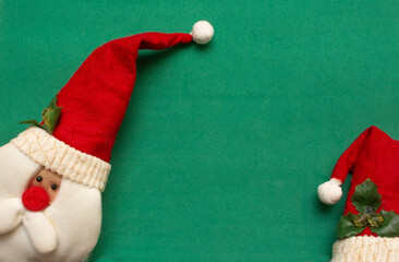 Santa Claus face on a green background - Christmas time