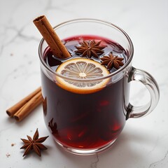 Mulled wine with cloves and orange white background.
