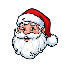 A classic Santa Claus head icon with smile, beard, and red hat.