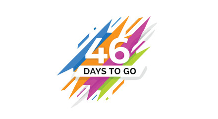 Countdown Announcement with '46 Days to Go' in a Vibrant, Angular Design on White Background
