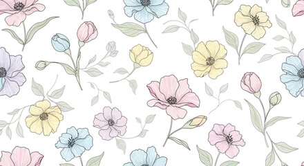 Floral frame with detailed flower and leaf illustrations in black and white.