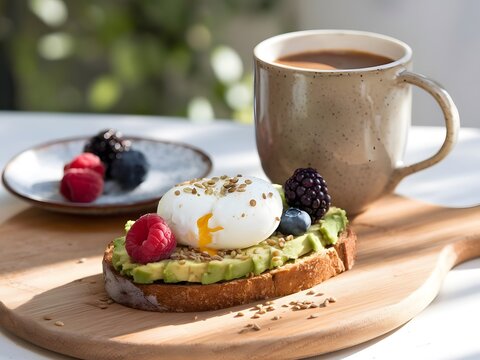 Creative breakfast composition in natural light