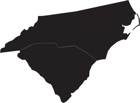 The Carolinas, North and South Map Silhouette