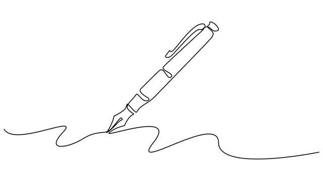 Animation of one line drawing of Pencil. Continuous line self drawing. One line hand writing continuous line drawing 4k video