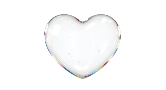 Heartshaped soap bubble, a delicate and iridescent symbol of love and fragility, floating gently in the air