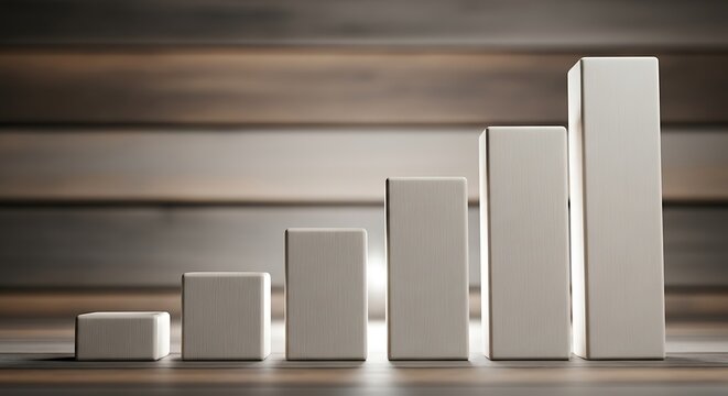 Wooden blocks arranged in ascending order representing business growth concept