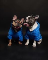 Cachorr de bulldog frances con ropa