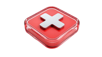 Obraz premium 3D Red Button with a White X. Glossy finish