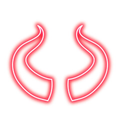 Obraz premium Glowing Neon Red Devil Horns