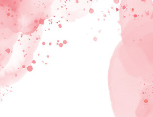 Soft pink watercolor splashes and speckles abstract design isolated on transparent background