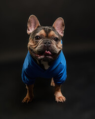 Cachorr de bulldog frances con ropa