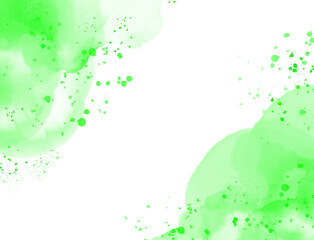 Abstract light green watercolor splashes and dots with a white space isolated on transparent background