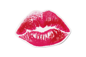 Obraz premium Close-up of a red lipstick kiss print (1)