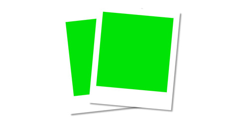 Polaroid Photo Frames Mockup Template with Green Screen for Easy Image Replacement