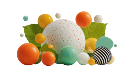Vibrant 3D spheres and leaves