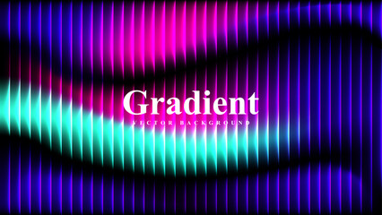 Abstract gradient background vector design with holographic iridescent stripes lines and spectrum waves.