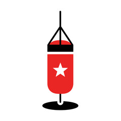 Red boxing punching bag vector isolated on white background, Vector, illustration