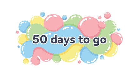 Festive Countdown Banner: Playful Pastel Bubbles Announcing 50 Days to Celebration