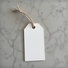 A blank white tag hangs on a string.