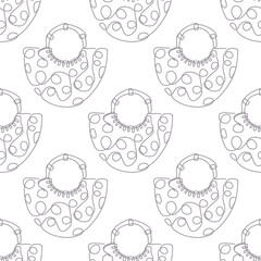 Outline shoulder bag with handles seamless pattern. Simple outline luxury shoulder bag background pattern.