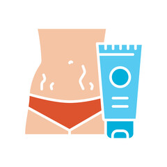 stretch mark cream black line icon. Vector isolated element