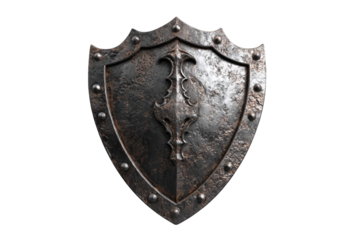 Rusty medieval shield, ornate design