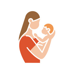 mom and baby black line icon. Vector isolated element