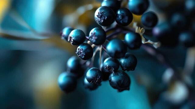 Fresh blueberries in a cluster