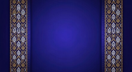 A blue and gold Thai pattern on a dark blue background.