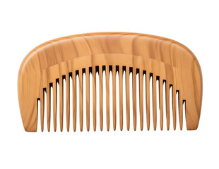 Wooden comb with fine teeth isolated on transparent background