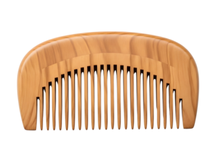 Wooden comb with fine teeth isolated on transparent background