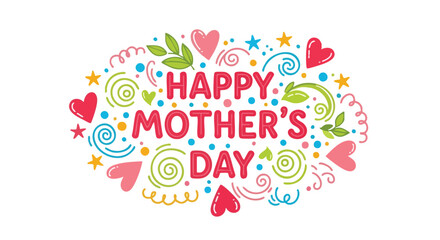 Cheerful celebration, Happy Mother's Day greeting design with adorable hearts and spirals creates a heartwarming festive atmosphere