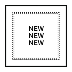 New" text repeated in minimalist square frames, announcing updates or fresh content Vector
