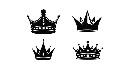 Distinct royal crown logo icons set symbolizing power, luxury, and success Vector