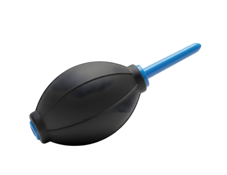 Black rubber air blower with blue nozzle isolated on transparent background - Powered by Adobe