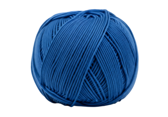 Ball of blue yarn studio shot, ready for knitting and crafts isolated on transparent background