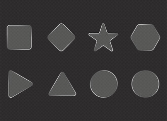 Set of basic geometric shape outline icons on a dark background